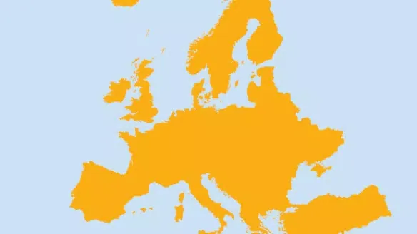 Carte avec l'Europe en jaune